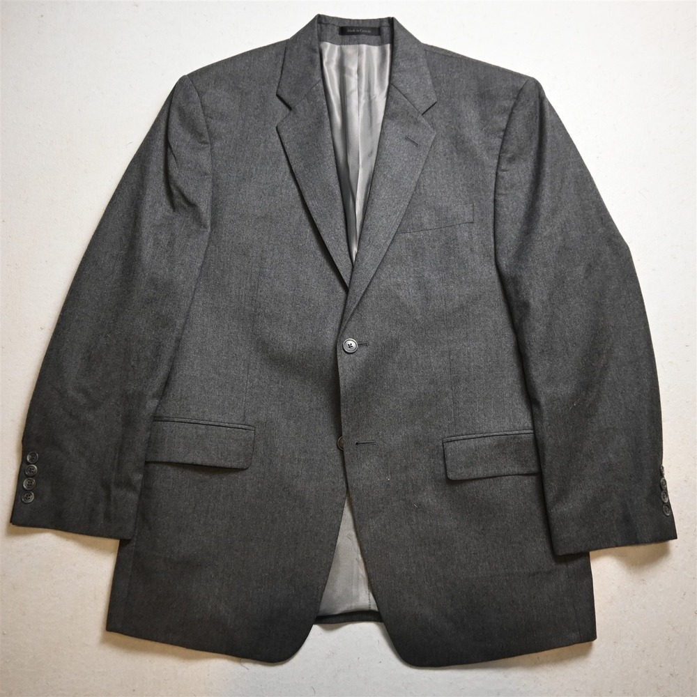 Calvin Klein 40R Gray 100% Wool Flannel Mens Blazer Suit Jacket Sport Coat